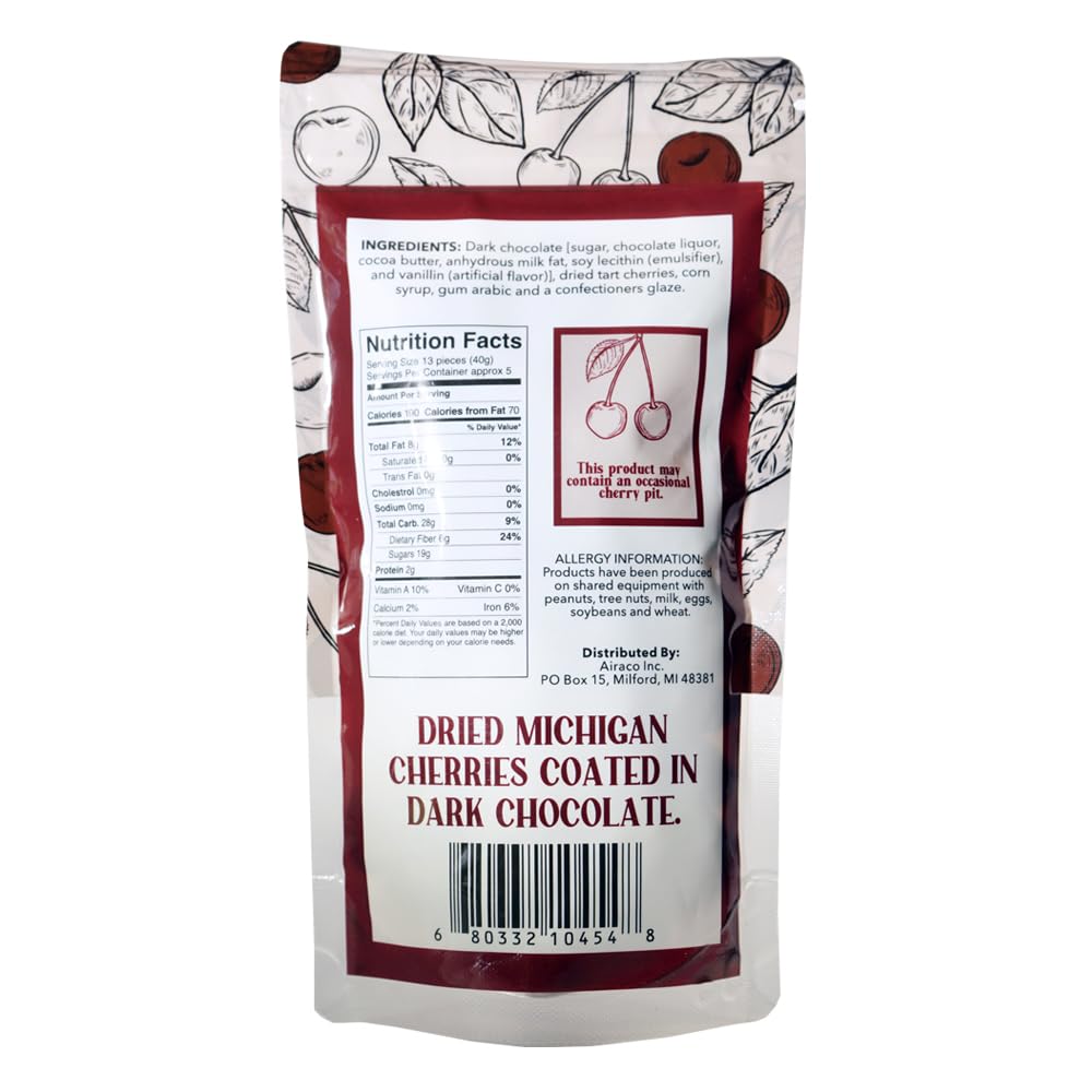 Green Jay Gourmet Dark Chocolate Cherries - Handmade & Fresh Dark Chocolate Covered Cherries from Michigan - Great Gift for Chocolate Lovers - 8 Ounce