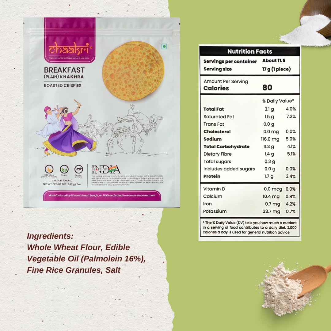 Chaakri Khakhra Roasted Crispies - 3 Pack, Whole Grain, Ready to Eat Savory Snacks, Non-GMO, Vegan (Mild Mix)
