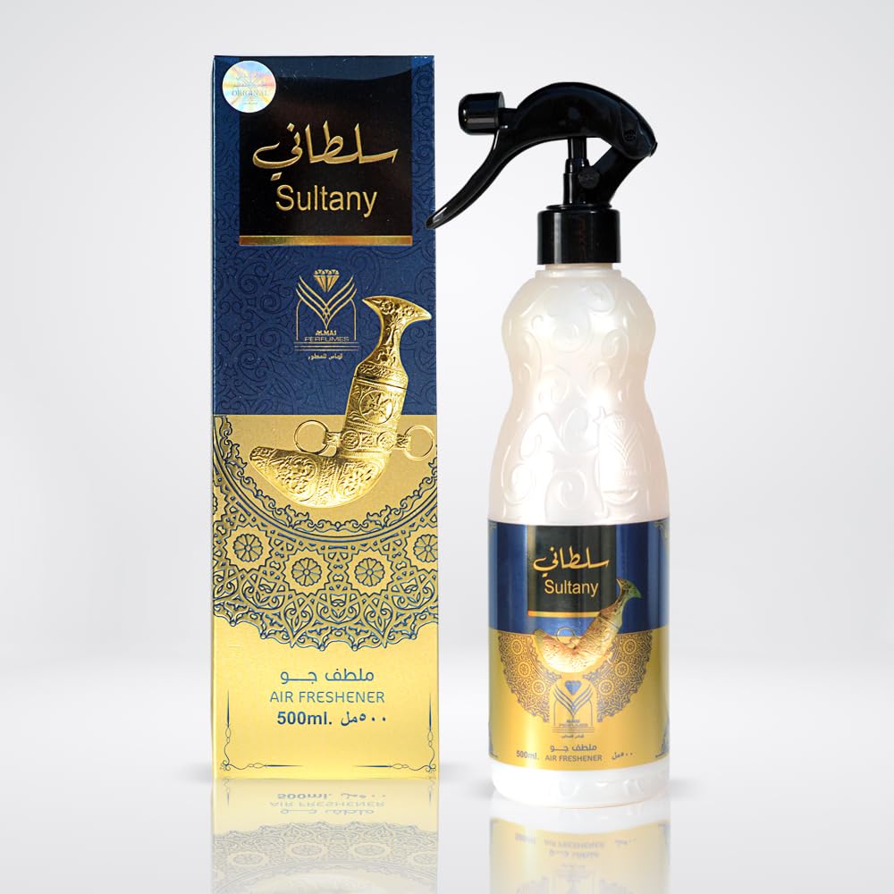 Almas Perfumes Sultany Air Freshener - 480 ML 16.9FL.OZ of Fabric spray - Natural Aged Oud Scent - Odor Fighting Room Spray - long lasting Aroma