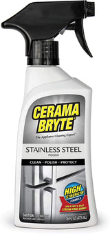 Cerama Bryte Stainless Steel Cleaner for Appliances, Streak-Free Shine and Protection for Refrigerators, Dishwashers, Ovens, and Grills, 16 Fluid
