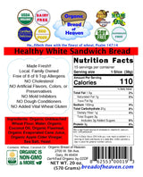 Organic Bread of Heaven ~ Healthy White Sandwich Bread 2 loaves ~ USDA Organic