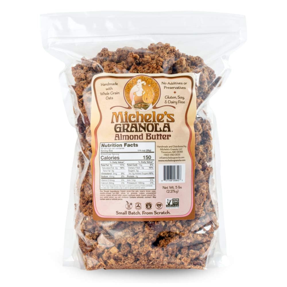 Michele's Granola Almond Butter, Handmade, Whole Grain, Vegan, Gluten-Free & Non-GMO, 80oz Resealable Bulk Bag
