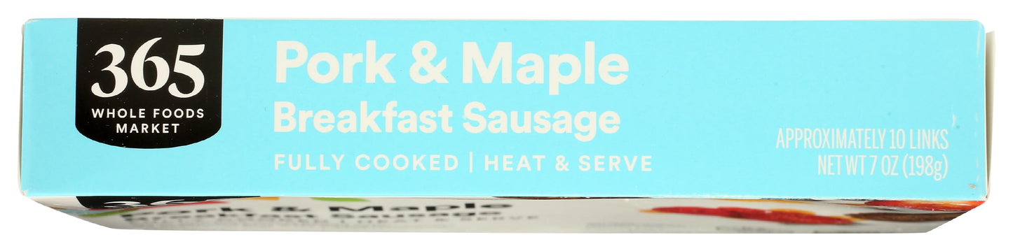 365 by Whole Foods Market, Breakfast Pork & Maple Sausage Links, 7 oz, Frozen