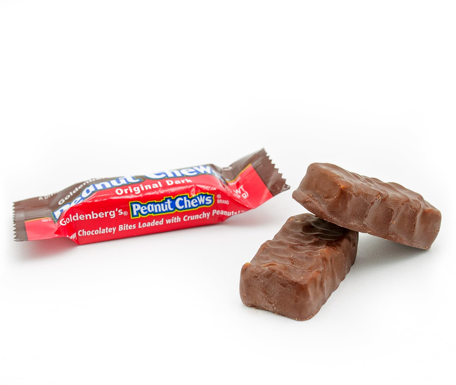 PEANUT CHEWS ORIGINAL DARK Candy Bars 1 lb - Bulk Bag, Peanut & Chocolate Flavor, Bite Size Candies, Individually Wrapped (46 Pieces)