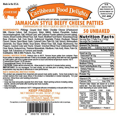 Jamaican Style Patties, Unbaked (Beefy Cheese, 2 Cases)