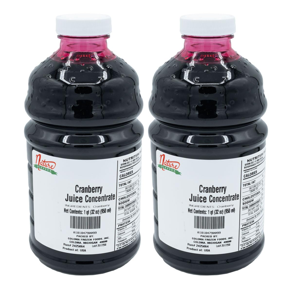 Nature Blessed 100% Pure Cranberry Fruit Juice Concentrate - 2 Quarts (2/32 fl oz bottles), Applications: Home Wine Making, Brewing, Distilling, Hard
