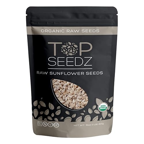 Top Seedz Certified USDA Organic Raw Sunflower Seeds | Premium Fresh and Unsalted, Shell-Free sunflower Seeds | Gluten-Free, Nut-Free, Vegan, Kosher