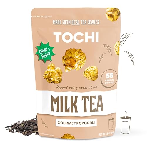 Tochi Gourmet Popcorn Snacks - Milk Tea Flavor - Using Large Popcorn Kernels, Popcorn balls, 2.82 Ounce (Pack of 1)