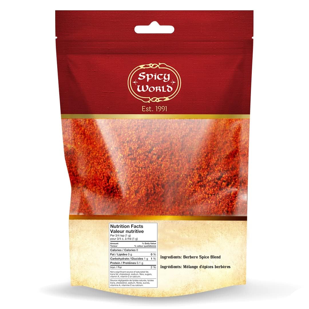 Spicy World Berbere Spice Blend | Authentic Ethiopian Seasoning Hand-Blended | Rich 14-Spice Mix for Flavorful Dishes (14 oz)