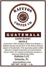 Dark Roast Whole Beans Guatemala Premium Coffee Specialty Grade - Single Estate, Shaded Grown at Kafetos Family Owned Farm 16 oz