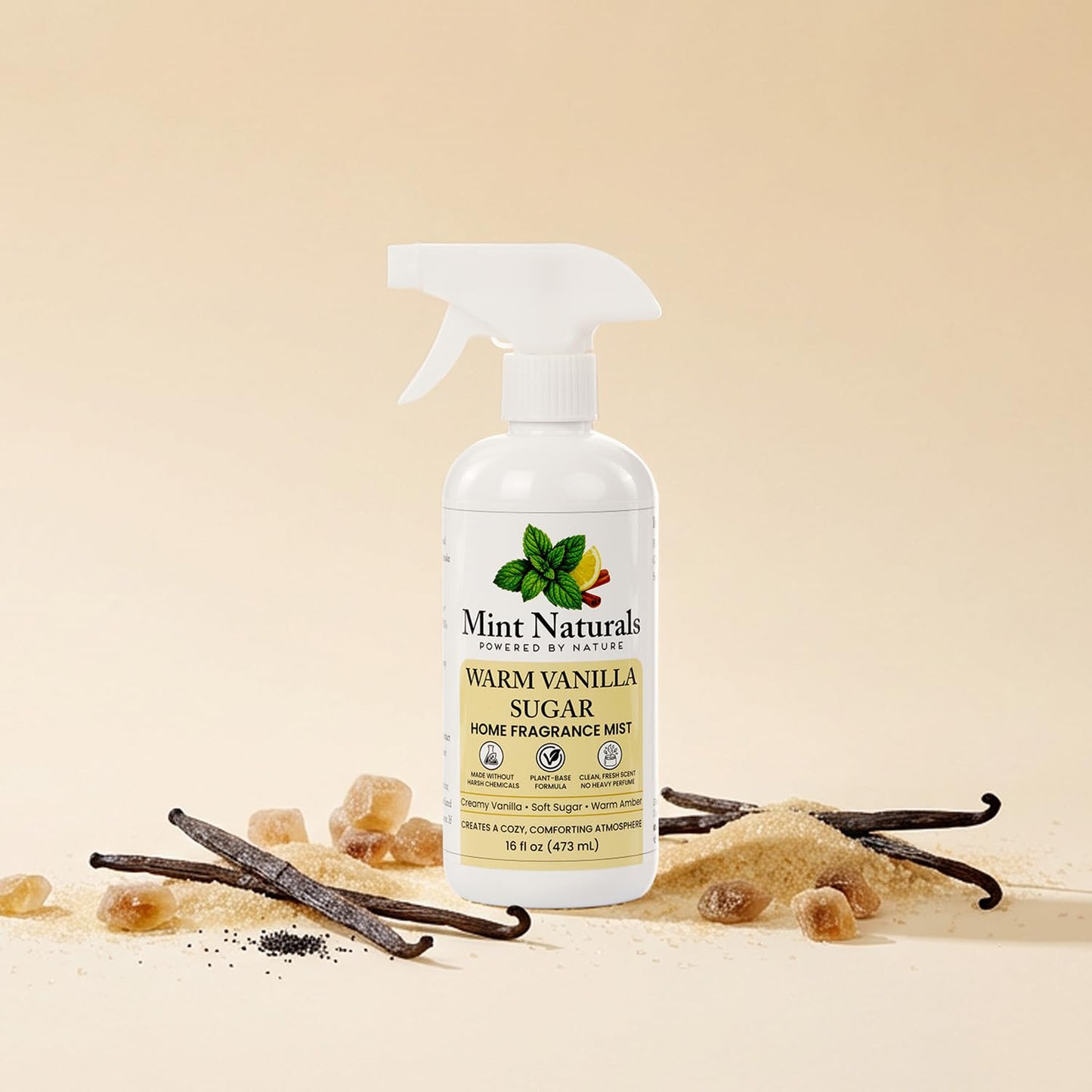 Natural Warm Vanilla Room Spray & Odor Eliminator - Cozy Vanilla Sugar Fragrance Mist That Helps Refresh Indoor Air, 16 oz - Made in USA by Mint