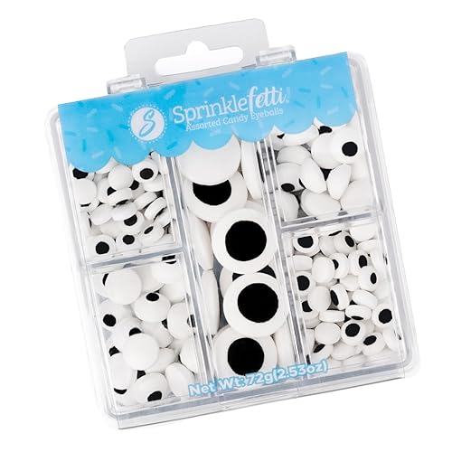 Sweets Indeed Eyeball Tacklebox - 2.53 oz Assorted Candy Eyeballs for Baking & Decorating - 18mm, 10mm & 3mm Edible Eyes for Cookies, Cupcakes & Cakes