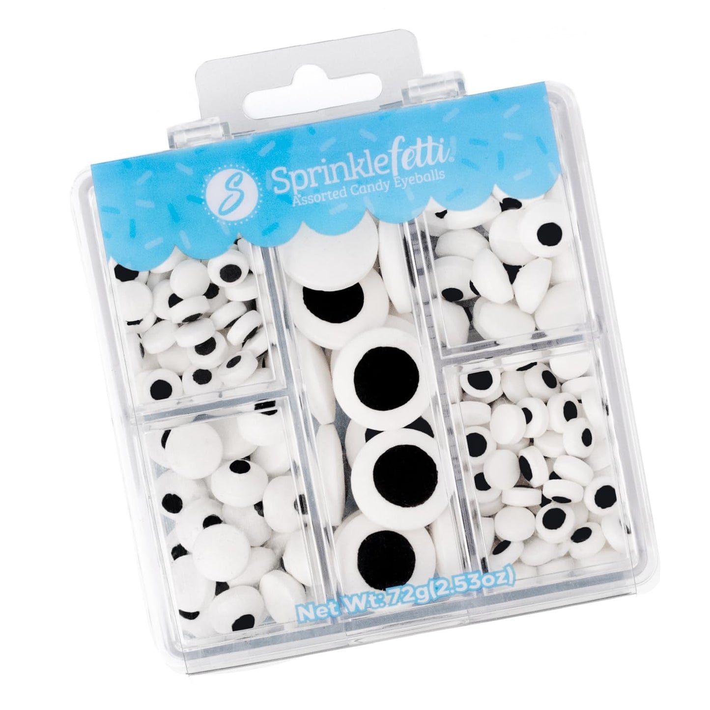Sweets Indeed Eyeball Tacklebox - 2.53 oz Assorted Candy Eyeballs for Baking & Decorating - 18mm, 10mm & 3mm Edible Eyes for Cookies, Cupcakes & Cakes