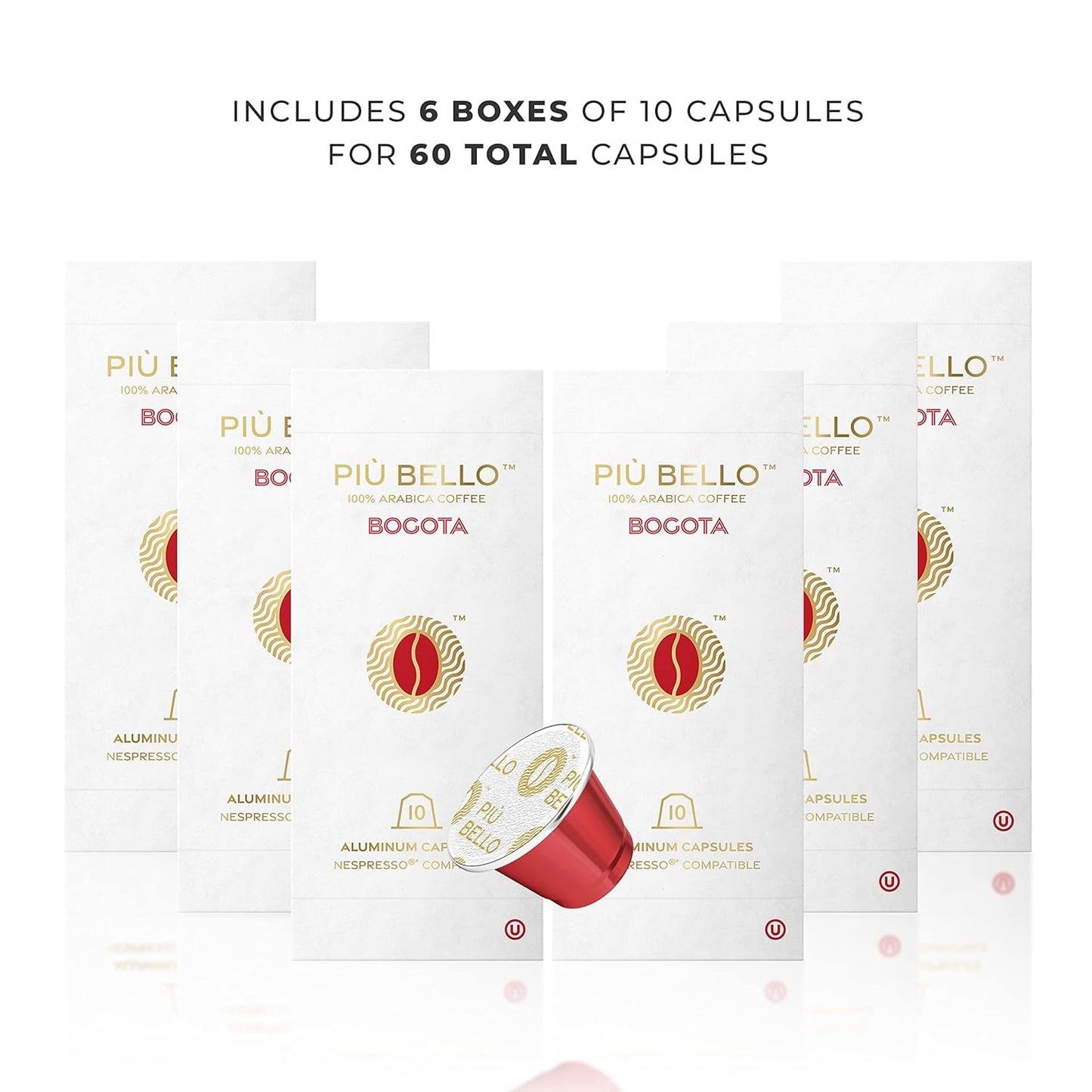 Piu Bello Bogota Espresso Coffee Pods for Nespresso Original Machines - Compatible Capsules Pack - Rich & Balanced Taste - Strong Italian Espresso
