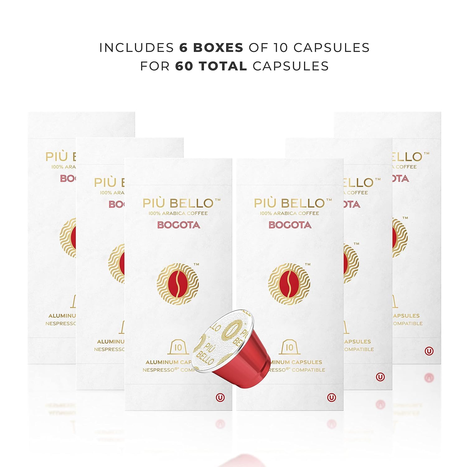 Piu Bello Bogota Espresso Coffee Pods for Nespresso Original Machines - Compatible Capsules Pack - Rich & Balanced Taste - Strong Italian Espresso
