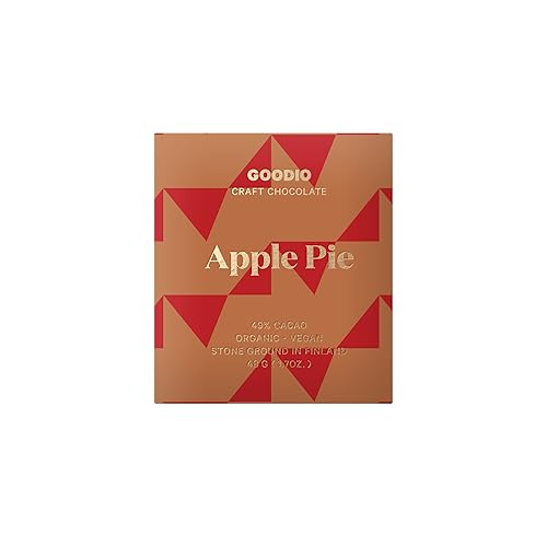 Goodio Organic Chocolate Bar, Apple Pie Chocolate 49%,1.7 Ounce, Vegan, Gluten-free, Soy-Free, non-GMO