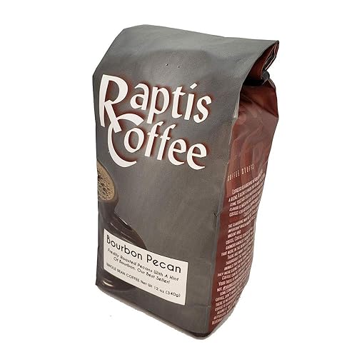 Raptis Coffee Roasters Bourbon Pecan Flavored Whole Bean Coffee 12oz bag