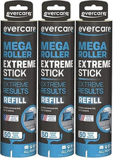 evercare Pet Mega Extreme Surface Coverage 50 Layer Lint Roller Refill for Cleaning Debris Off of Clothes and Furniture, 3 Pack