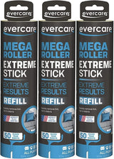 evercare Pet Mega Extreme Surface Coverage 50 Layer Lint Roller Refill for Cleaning Debris Off of Clothes and Furniture, 3 Pack