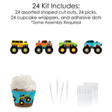 Big Dot of Happiness Smash and Crash - Monster Truck - Cupcake Decoration - Boy Birthday Party Cupcake Wrappers and Treat Picks Kit - Set of 24