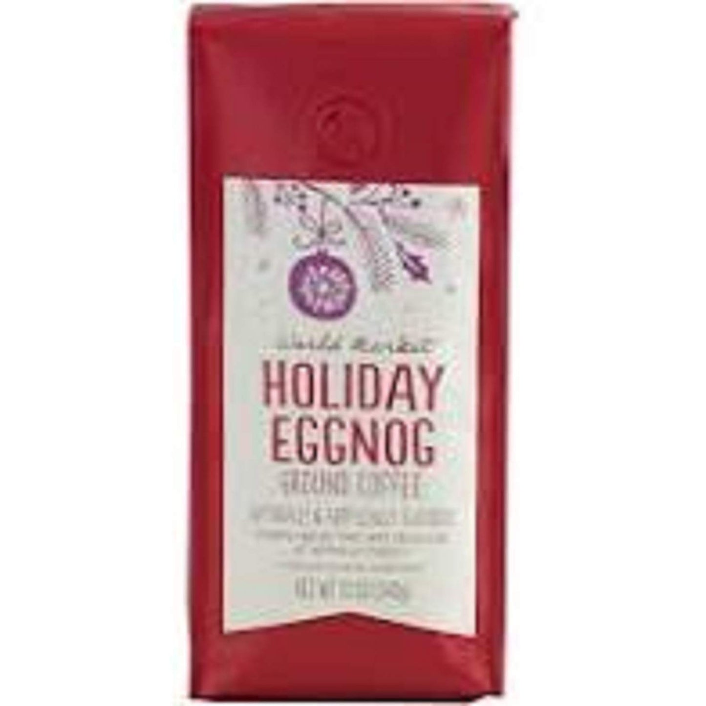 World Market Coffee Seasonal Holiday Eggnog Ground Coffee - Pack of 2 Bags - 12 oz Per Bag - 24 oz Total - Bulk Limited Edition Ground World Market