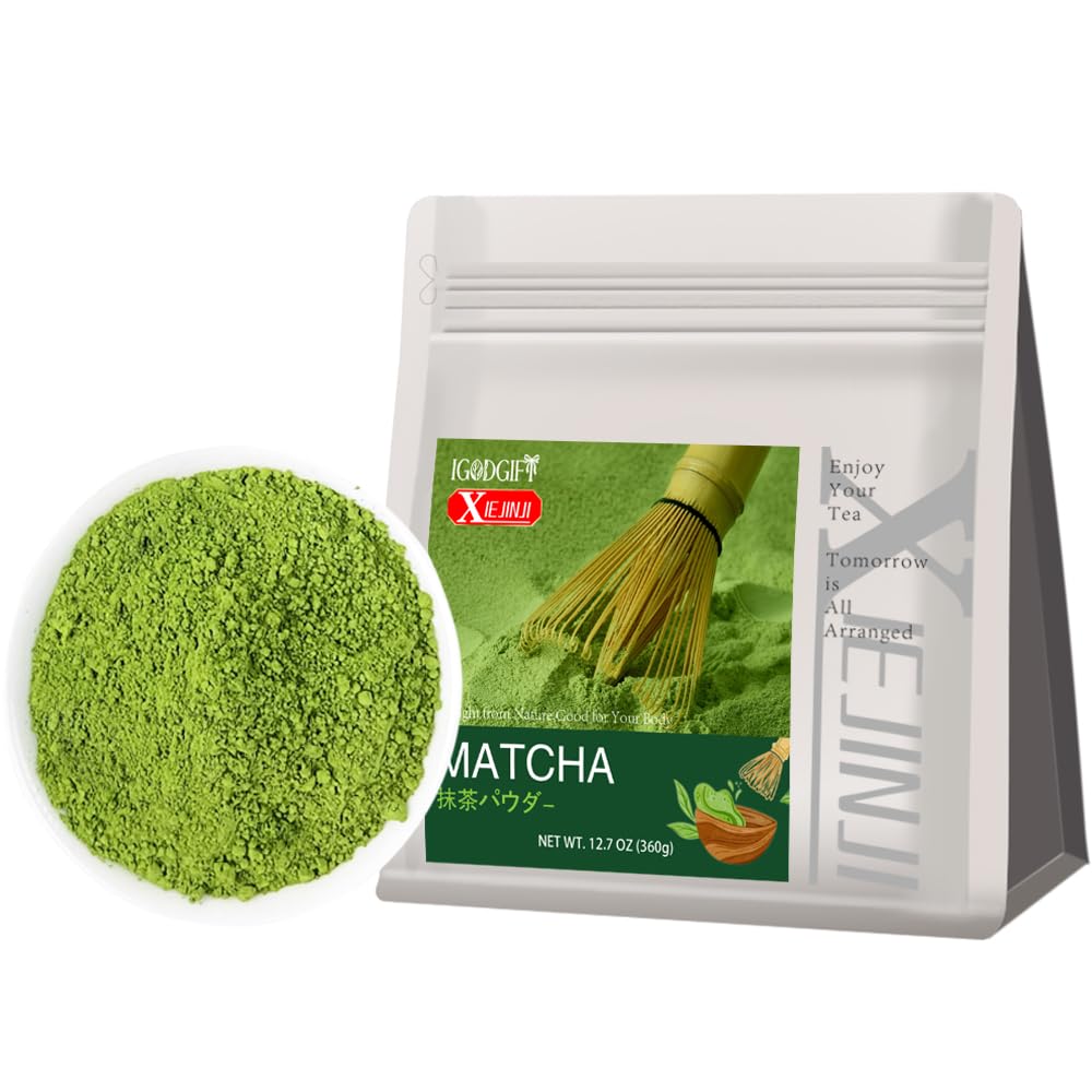 XIEJINJI Matcha Powder - 360g (12.7 oz) - Versatile Culinary Grade Green Tea Powder for Lattes, Baking, Smoothies & Desserts