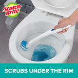 Scotch-Brite Disposable Toilet Scrubber Starter Kit, Disposable Refills with Built-In Bleach Alternative, Includes 1 Handle, Storage Caddy and 5