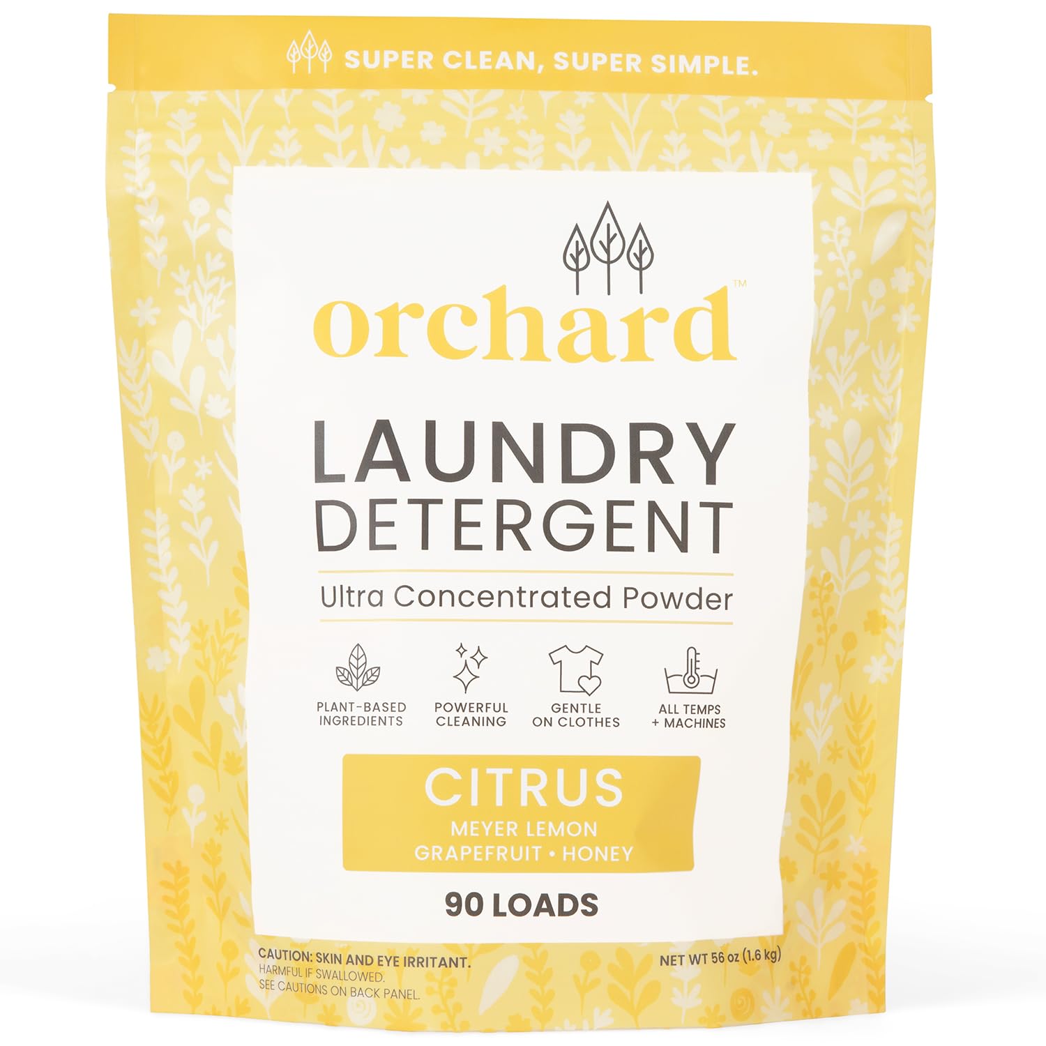 Orchard Laundry Detergent Powder Natural Deep Cleaning Laundry Powder for Sensitive Skin - Citrus - Plant Based Effective Ingredients - 90 Loads