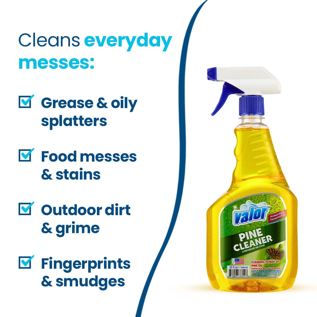 Valor Pine All-Purpose Cleaner with Trigger Sprayer, 32 fl oz - Multi-Surface Household Cleaner, Powerful Degreaser, Biodegradable, Fresh Pine Scent