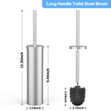 Stainless Steel Toilet Brush and Holder Set Brushed Silver Heavy Duty Toilet Bowl Brush with Long Handle for Bathroom and Farmhouse (Silver)