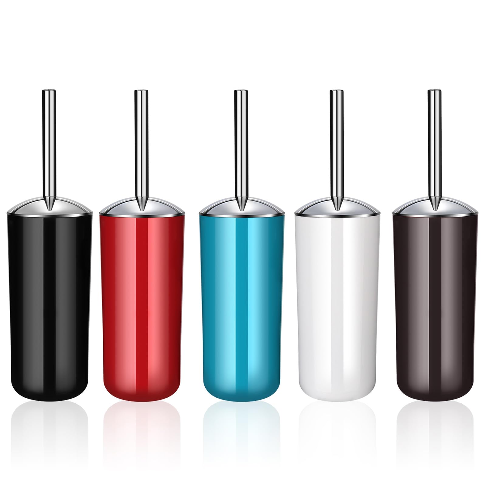Toilet Brush and Holder Set of 2 | Great Value 2-Pack for Multiple Bathrooms | Sturdy Reinforced Handle for Durability | Discreet Enclosed Caddy |