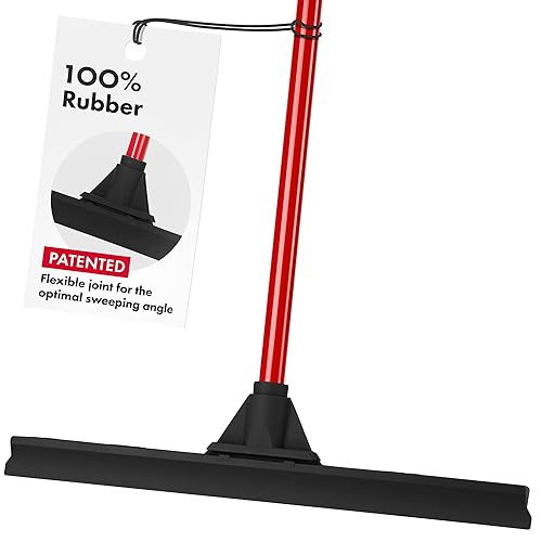 Heavy-Duty Floor Squeegee - Large 18" Wide Blade & 55" Long Handle Professional Grade Concrete, Garage & Commercial Rubber Squeegee Broom Floor