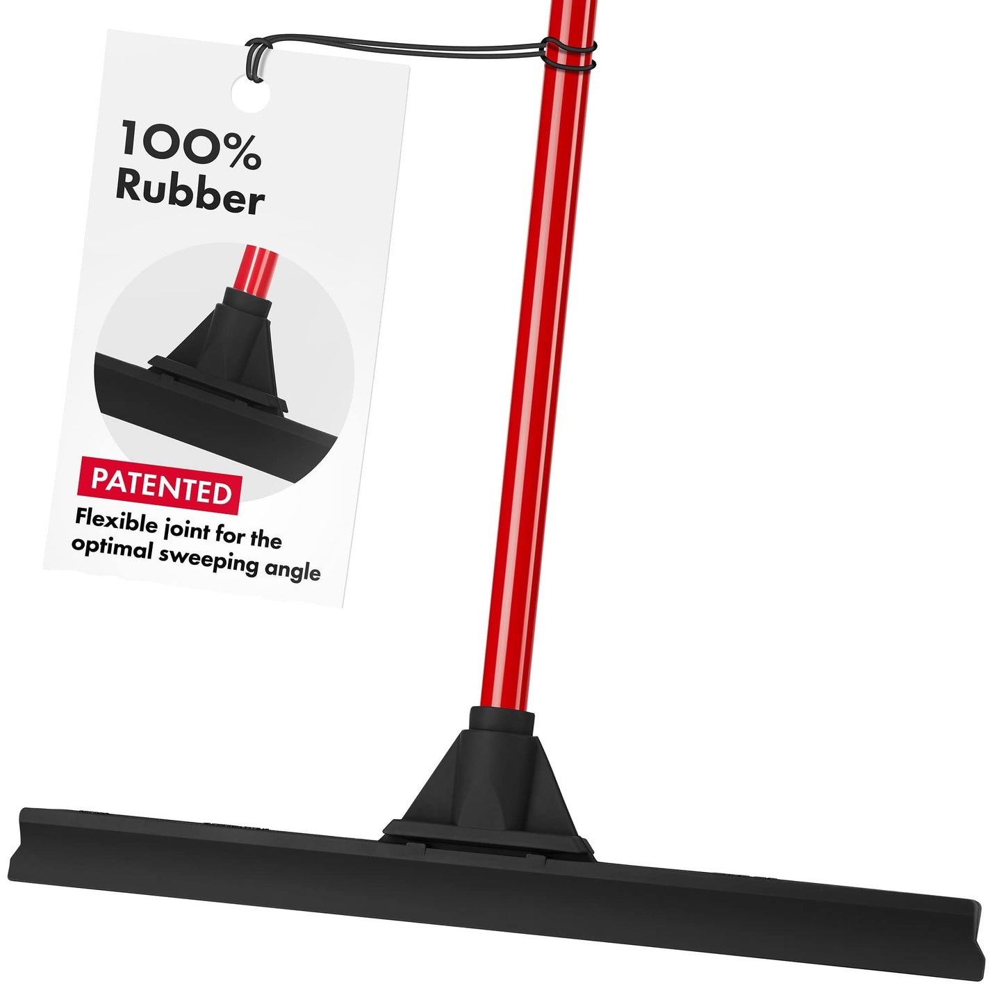 Heavy-Duty Floor Squeegee - Large 18" Wide Blade & 55" Long Handle Professional Grade Concrete, Garage & Commercial Rubber Squeegee Broom Floor
