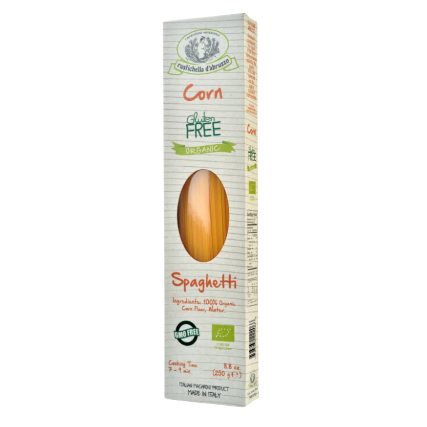 Rustichella d'Abruzzo Organic Corn Spaghetti - 250g Gluten-Free Pasta - Delicious Corn Flavor - Perfect for Creative Dishes