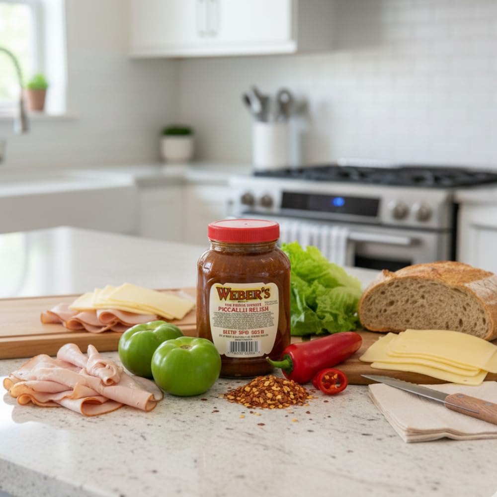 Weber's Hot Green Tomato Piccalilli Relish - Sweet & Spicy Flavor | Vegan, Gluten-Free, 16oz