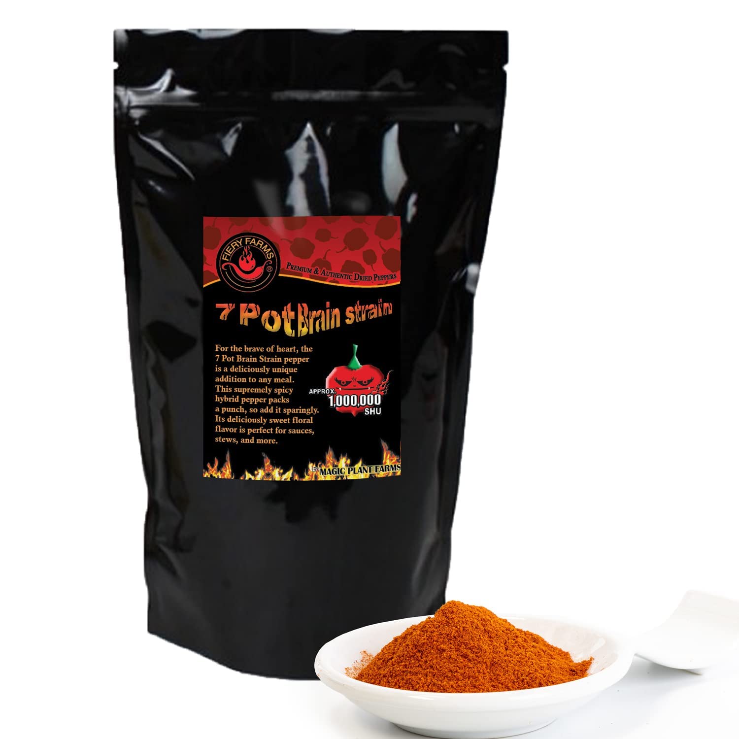 Red 7 Pot Brain Strain Pepper Flakes by Magic Plant, 1 Kg Bulk - 1M-1.9M SHU | Intense Fruity Sweet Superhot Heat | Pure Crushed Caribbean Chili