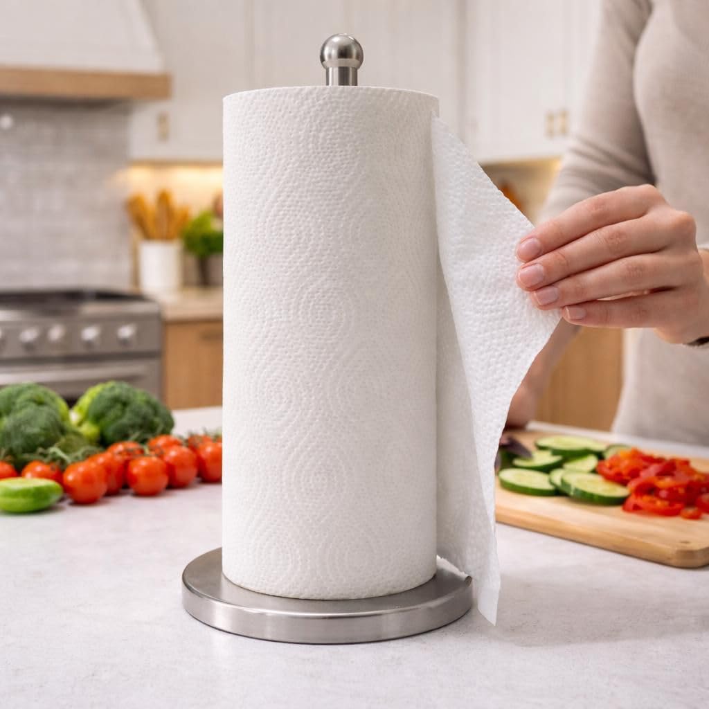 FFinz Kitchen Towels Paper - Extra Absorbent, 100% Virgin Wood Pulp, Oil Remover. 12 Roll, 1200 Sheets