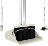 AISHUJIE Broom and Dustpan Set, Gray Yellow 52-Inch Adjustable Handle Upright Broom with Clip-Together Storage for Home, Kitchen, Office, Apartment