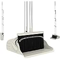 AISHUJIE Broom and Dustpan Set, Gray Yellow 52-Inch Adjustable Handle Upright Broom with Clip-Together Storage for Home, Kitchen, Office, Apartment