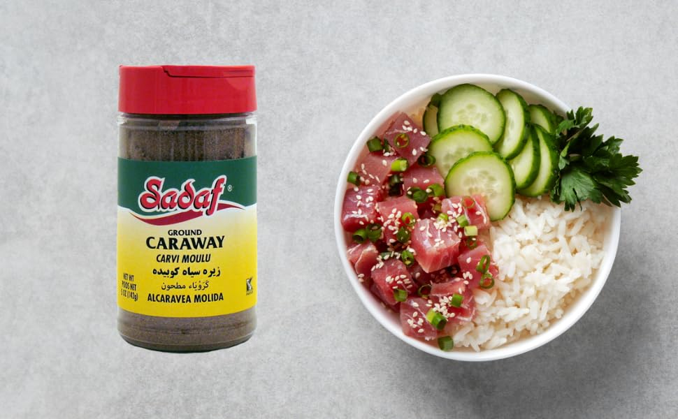 Sadaf Ground Caraway - Caraway Powder for Cooking & Food Seasoning - Spices & Seasonings - Ground Caraway Seeds - Kosher - 5 oz Bottle with Shaker Top