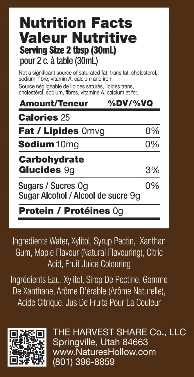 Nature’s Hollow Sugar Free Maple Syrup - Keto Friendly, 0 Net Carbs, Low Calorie Pancake & Waffle Syrup, No Sugar Added, Gluten Free, Maple Syrup