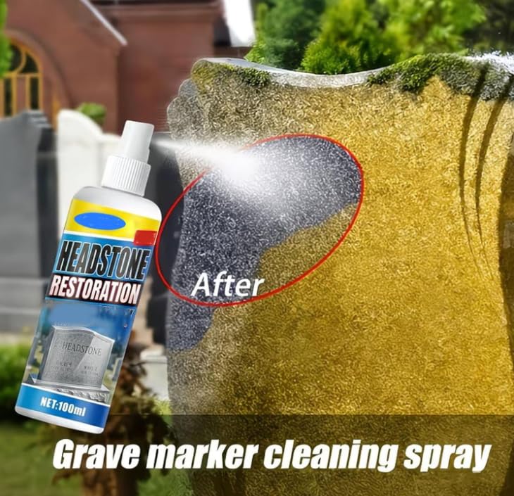 Pishengfa Headstone Restoration and Cleaning Spray,Tombstone Monument Cleaner for Granite Marble Cemetery Memorials, Stone Cleaner Gravestone Cleaning
