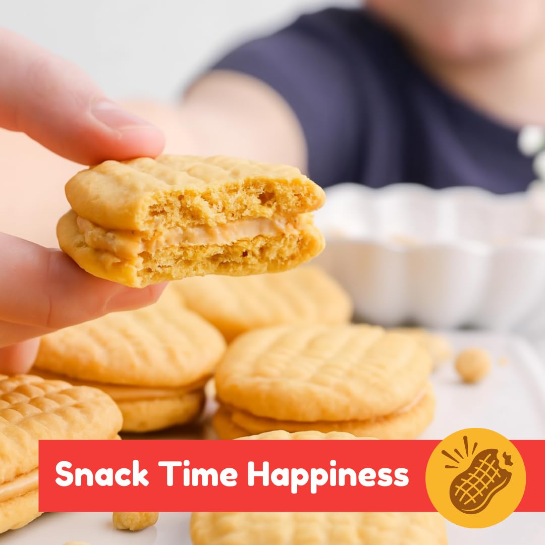 Nutter Butter Cookies - Classic Peanut Butter Sandwich Cookies, 24 Pack - Individual Packs for Snack Lovers, Crunchy Peanut Butter Flavor, Perfect