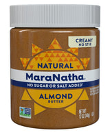 MaraNatha Natural Creamy Almond Butter, Gluten Free Nut Butter, No Stir, No Sugar or Salt Added, 12 Ounce Jar
