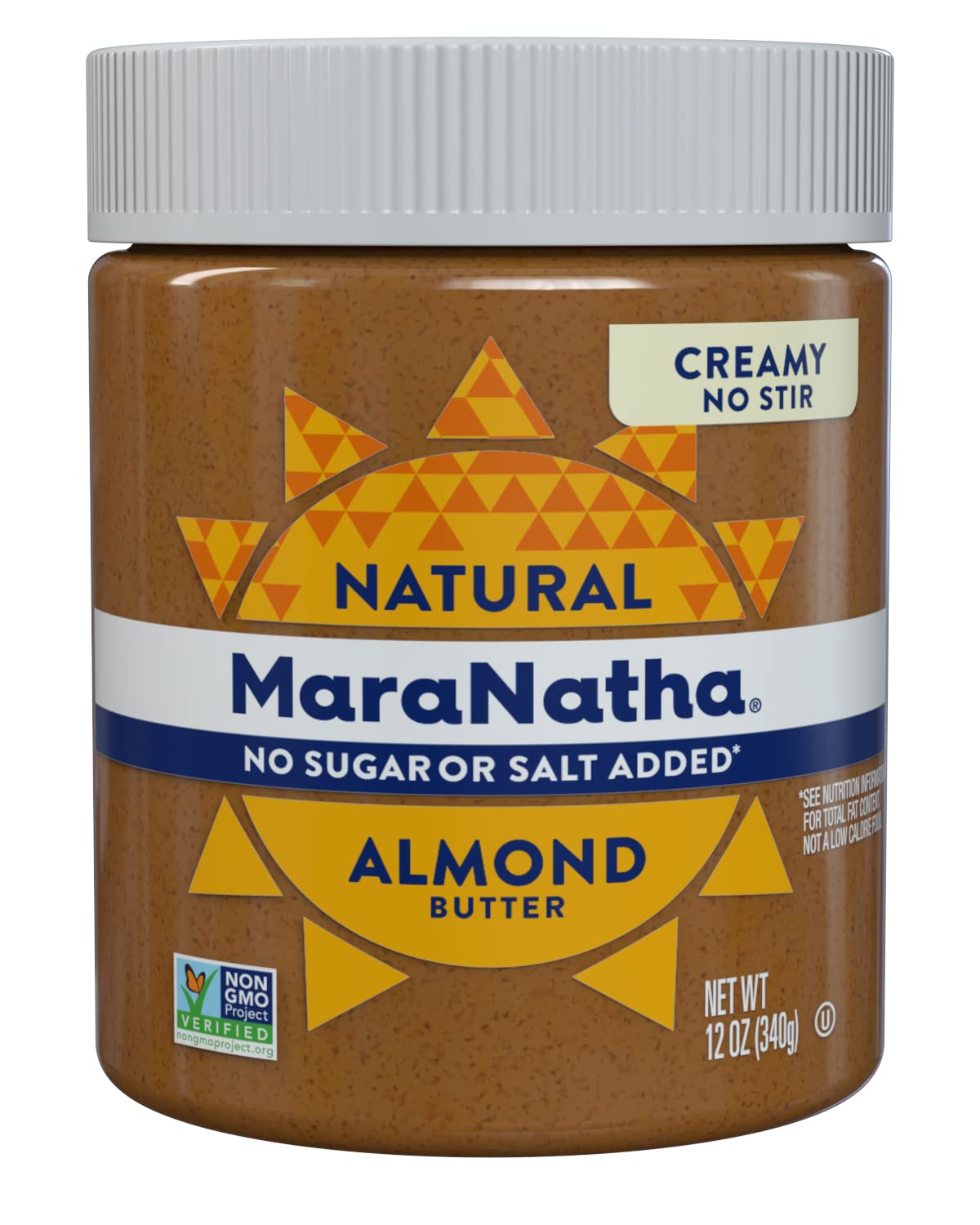 MaraNatha Natural Creamy Almond Butter, Gluten Free Nut Butter, No Stir, No Sugar or Salt Added, 12 Ounce Jar