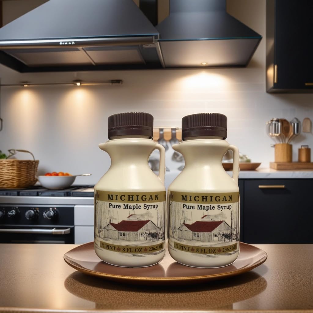 Traverse Bay Farms 100% Pure Maple Syrup - 2 Bottles - Grade A Amber Rich Taste - Small Batch, Gluten-Free, All Natural, Made in Michigan - Value Pack