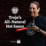 Trejo's Tacos All-Natural Hot Sauce - Medium Heat Blend of Peppers - Zero Calories - Non-GMO - Danny Trejo’s Famous Hot Sauce from Trejo's Tacos