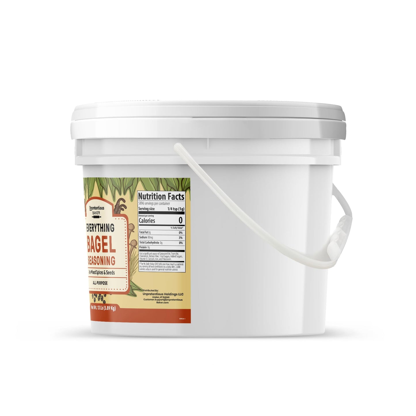 Unpretentious Everything Bagel Seasoning, 2 Gallon Bucket, Add Texture & Flavor to Any Recipe, Mix of Sesame Seeds, Garlic, Onion & Salt (208 Ounce)