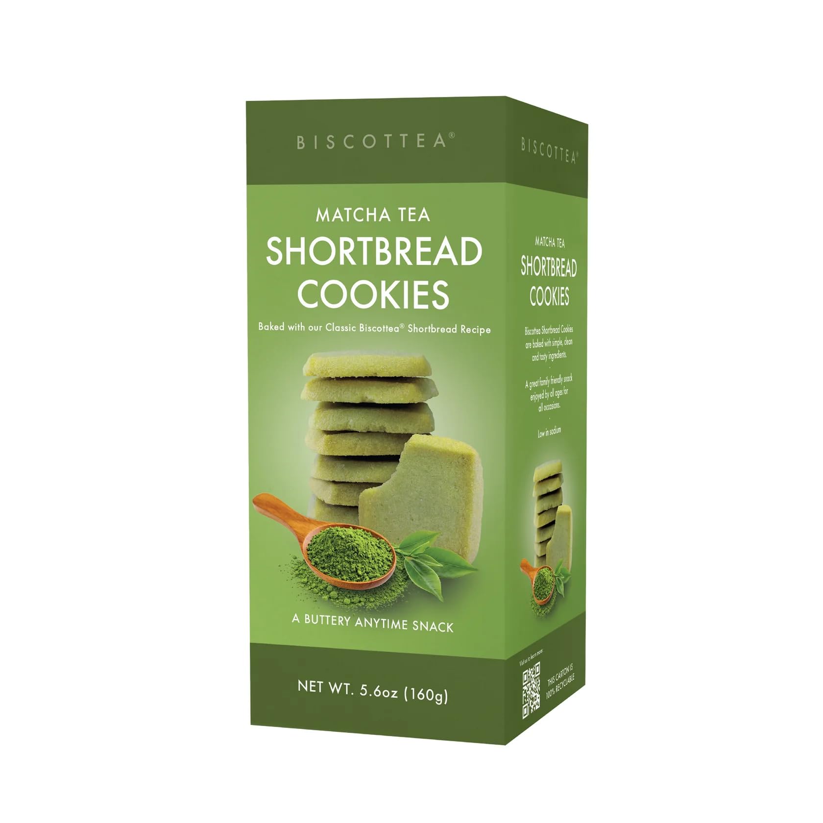 BISCOTTEA Matcha Green Tea Shortbread Cookies (8 Cookies)