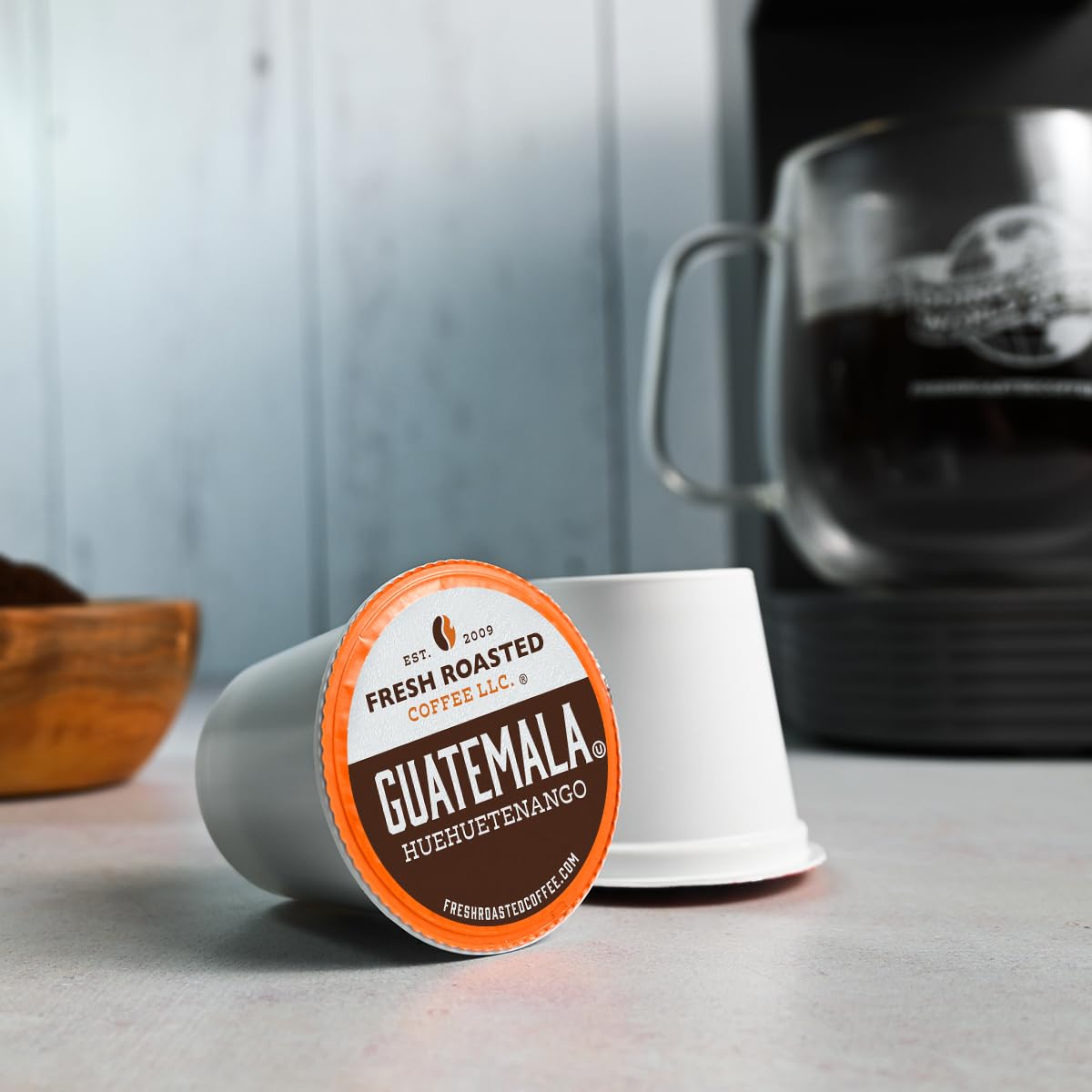 Fresh Roasted Coffee, Guatemala Huehuetenango, Medium Roast, 72 Pods for K Cup Brewers